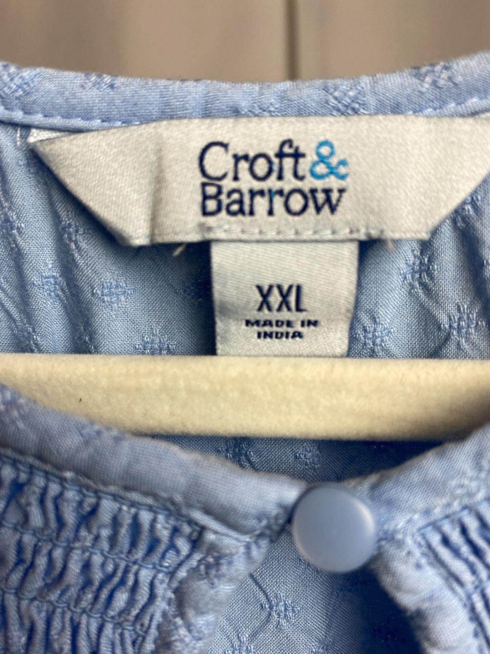 croft & barrow Soft Blue Sleeveless Smocked-Yoke Blouse XXL - Picture 2 of 8